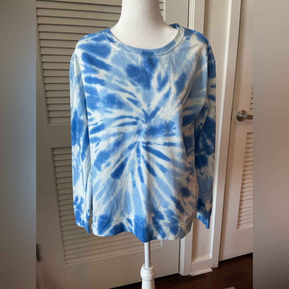 Jane and Delancey Casual Sweatshirt, Size Small - Blue and White Tie-Dye